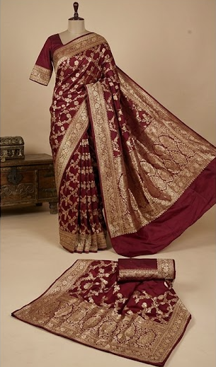 Banarasi Silk Saree (Maroon)